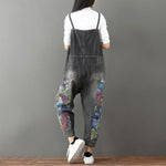 Wide Leg Floral Denim 90S Overall