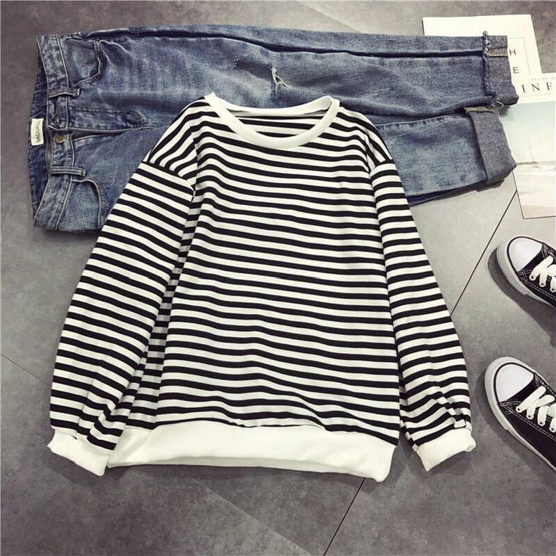 Black and White Striped Vintage Sweater