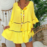 cambioprcaribe Yellow / XL Journey Quarter Sleeve Boho Shirt