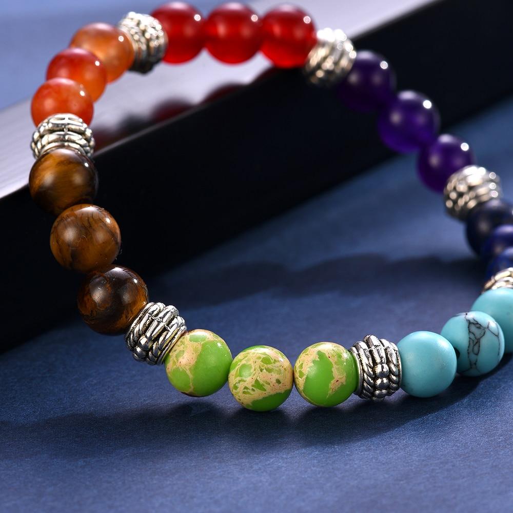 cambioprcaribe 100% Natural Chakra Stone Beads Bracelet