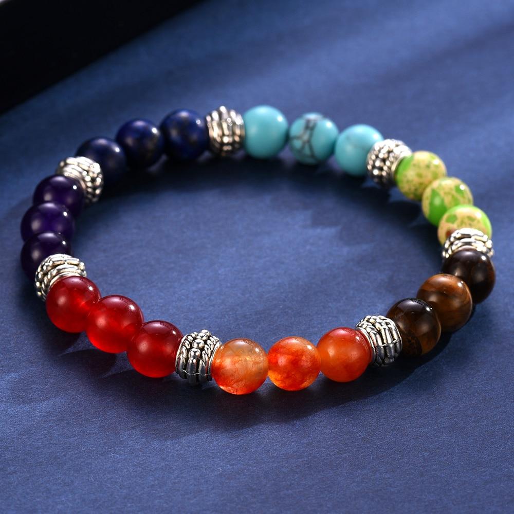 cambioprcaribe 100% Natural Chakra Stone Beads Bracelet