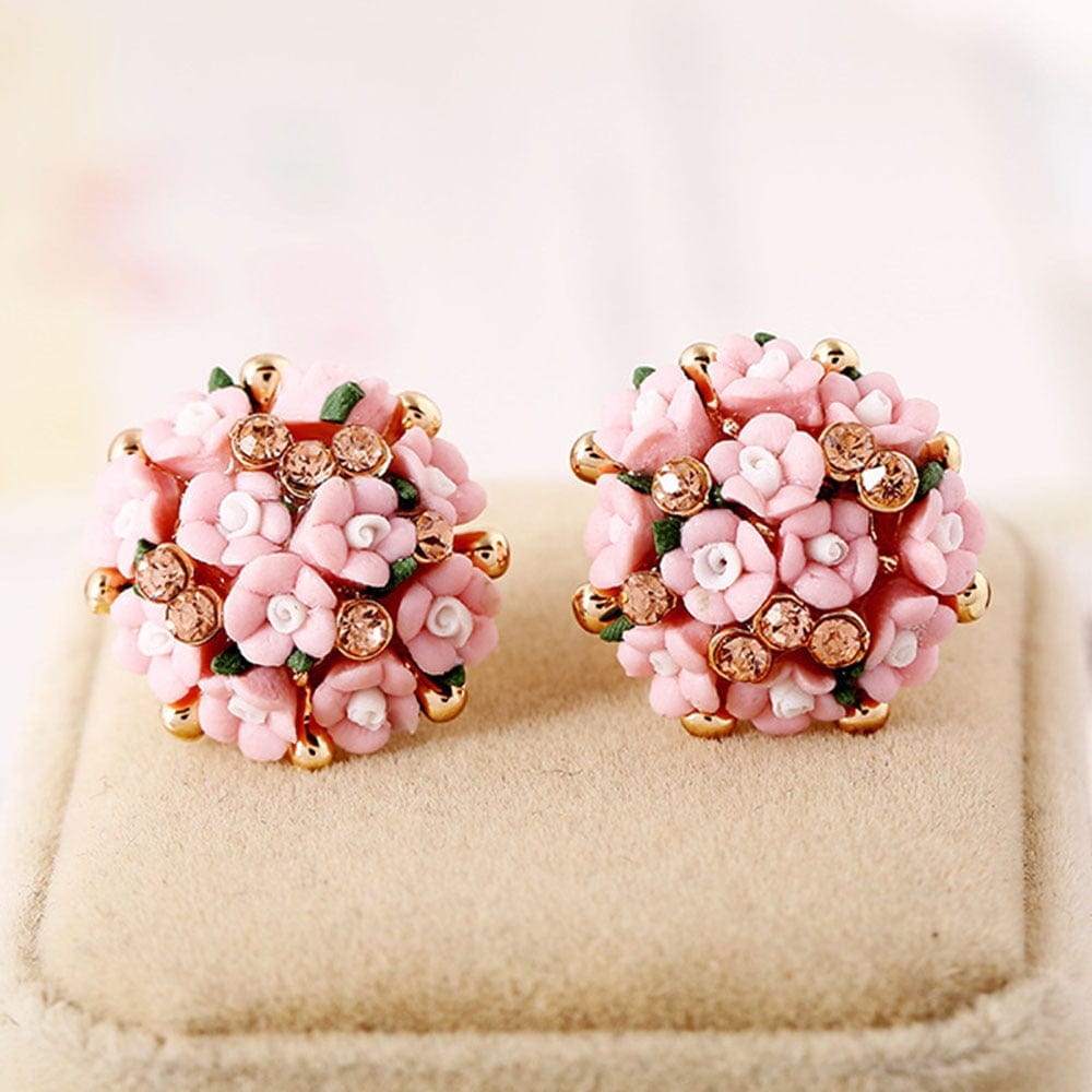 cambioprcaribe 4 Handmade Ceramic Flower Stud Earrings