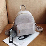 cambioprcaribe Backpack Gray / 24x18x10cm Corduroy Mini Backpack Purse