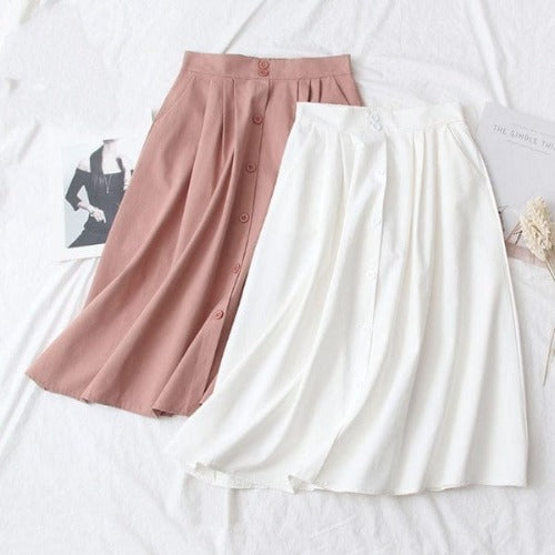 Bella High Waist Pleated Cotton Skirt