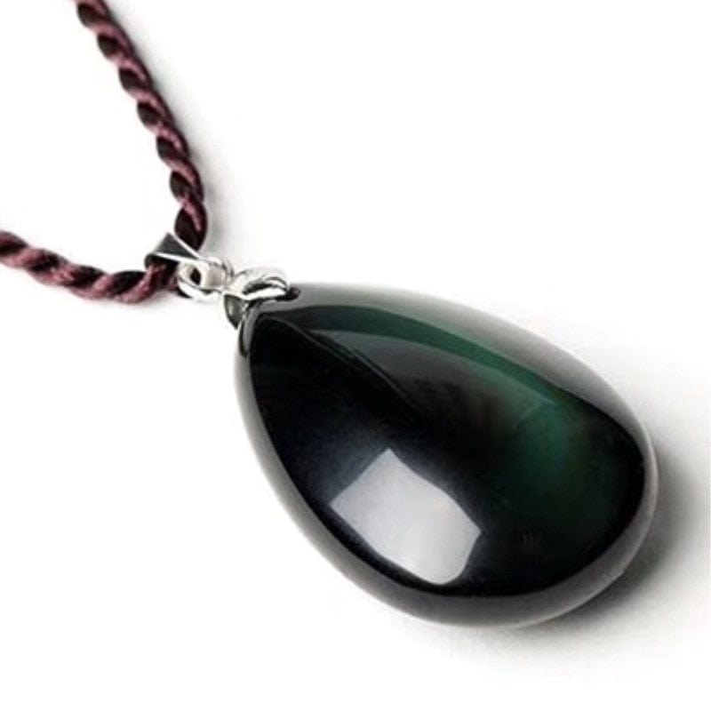 cambioprcaribe Black Natural Obsidian Pendant