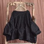 cambioprcaribe Black / One Size Embroidered Loose Linen Blouse