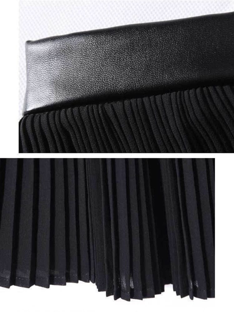 cambioprcaribe Black Pleated Half Skirt Belt