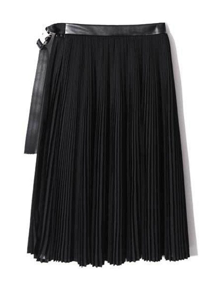 cambioprcaribe Black Pleated Half Skirt Belt