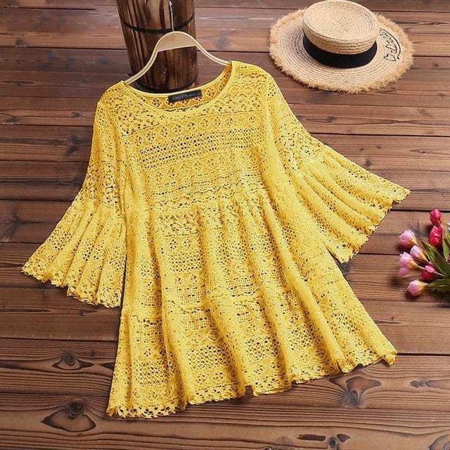 cambioprcaribe Blouse Bohemian Summer Lace Crochet Blouse