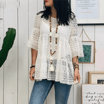 cambioprcaribe Blouse white / L Bohemian Summer Lace Crochet Blouse