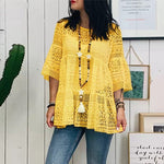 cambioprcaribe Blouse Yellow / L Bohemian Summer Lace Crochet Blouse