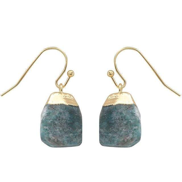 cambioprcaribe Blue Apatite Healing Quartz Nuggets Dangle Earrings