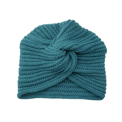 cambioprcaribe Blue Bohemian Knitted Cross Wrap Hat