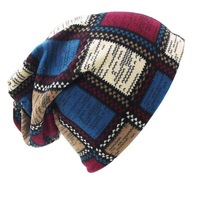 Patchwork Print Beanie Hat