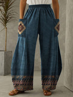 cambioprcaribe Blue / S Geo High Waist Wide Leg Pants