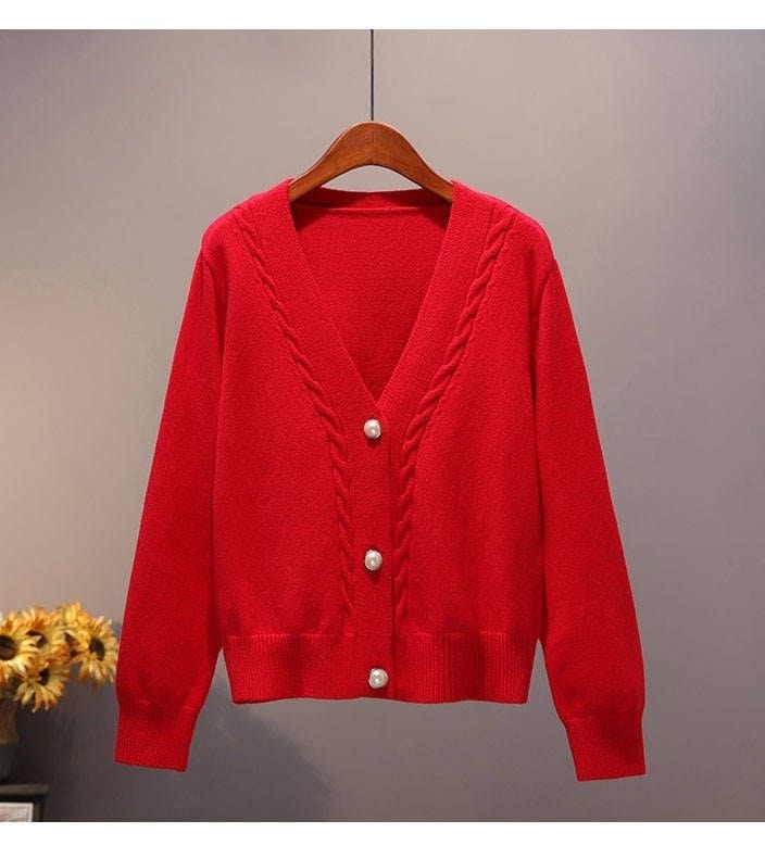 cambioprcaribe Cardigans XXXL / Red Anita Button Up Cardigan Sweater