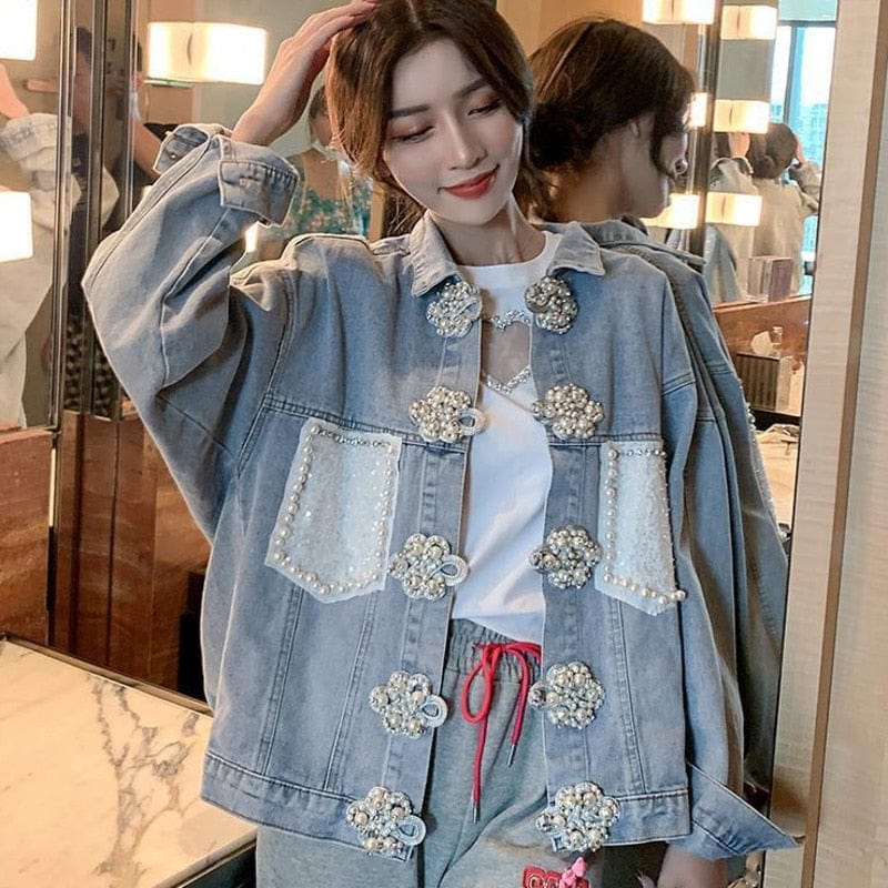 cambioprcaribe Coats Selena Vintage Embroidered Denim Jacket