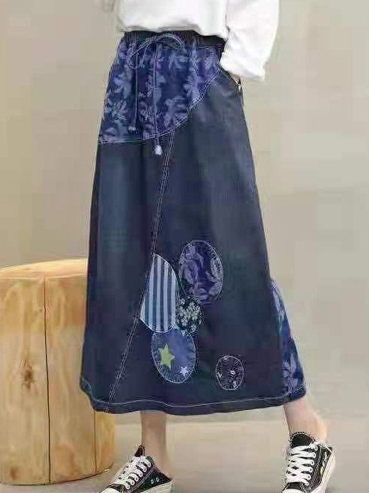 cambioprcaribe Darin Denim Patchwork Skirt