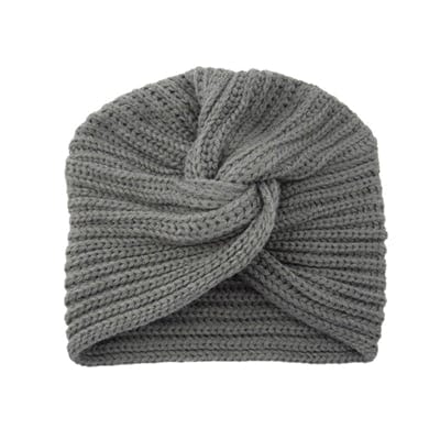 cambioprcaribe Dark Gray Bohemian Knitted Cross Wrap Hat