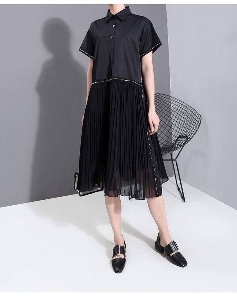 cambioprcaribe Dress Black Pleated T-Shirt Dress | Millennnials