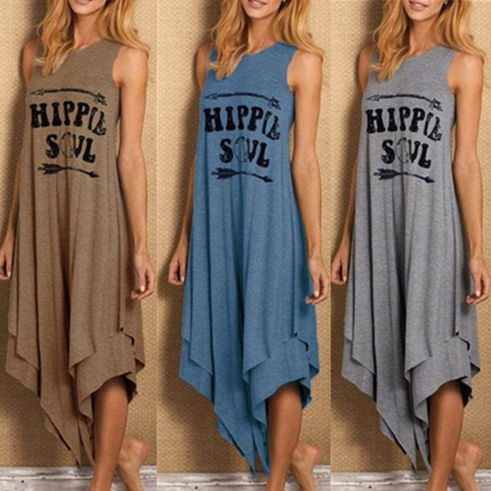 cambioprcaribe Dresses Hippie Soul Letter Printed Dress