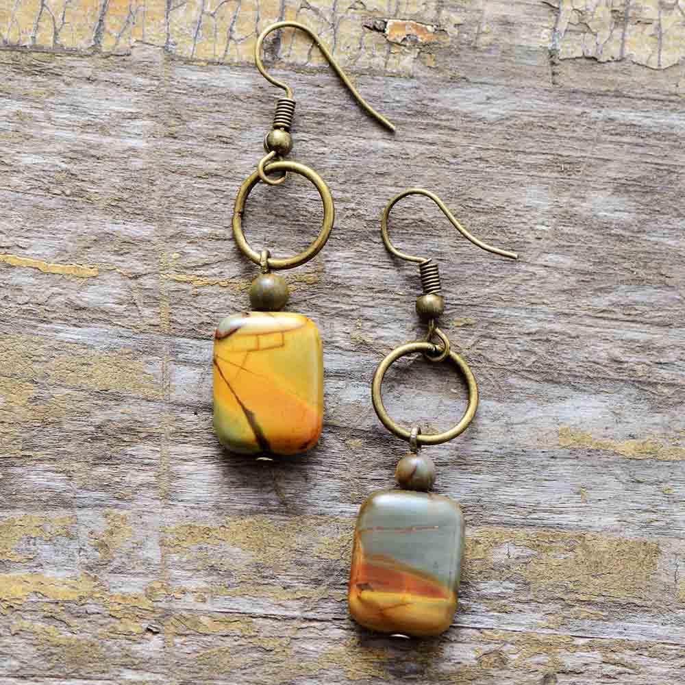 cambioprcaribe Earrings Jewel  Vintage Natural Stone Boho Earrings