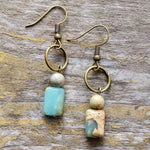 cambioprcaribe Earrings King Jasper Jewel  Vintage Natural Stone Boho Earrings