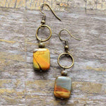 cambioprcaribe Earrings Picasso Jasper Jewel  Vintage Natural Stone Boho Earrings