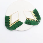 cambioprcaribe Grass Green Bohemia Long Pendant Tassel Earrings