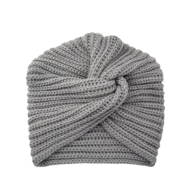 cambioprcaribe Gray Bohemian Knitted Cross Wrap Hat