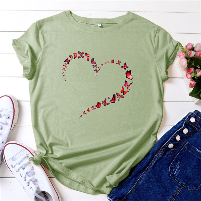 Butterfly Kaleidoscope Forming Heart T-Shirt