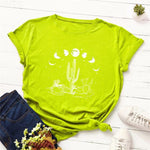 cambioprcaribe Green / S Moon Cactus Loose Cotton T-Shirt
