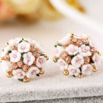 cambioprcaribe Handmade Ceramic Flower Stud Earrings