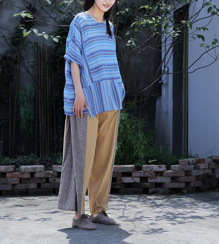 Loose Patchwork Cotton Linen Pants | Lotus