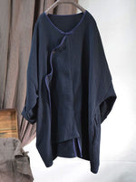 cambioprcaribe Irregular V Neck Cotton Linen Coat