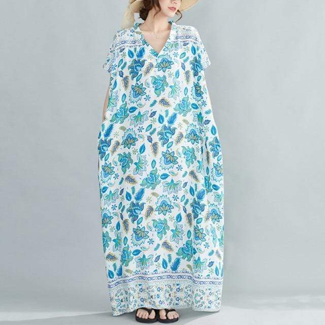 cambioprcaribe Kaftans Blue Lotus Kaftan Dress