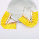 cambioprcaribe Lemon yellow Bohemia Long Pendant Tassel Earrings