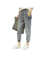 cambioprcaribe Loose Elastic Bleach Scratch Denim Pants