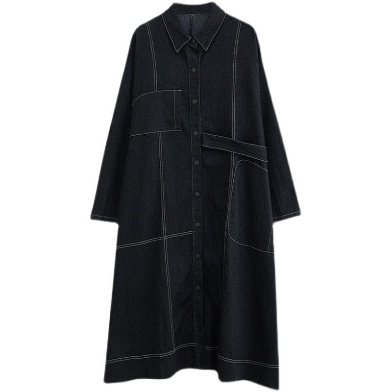 cambioprcaribe Loose Single Breasted Denim Trench Coat