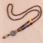 Nepal Buddhist Mala Wood Pendant & Necklace