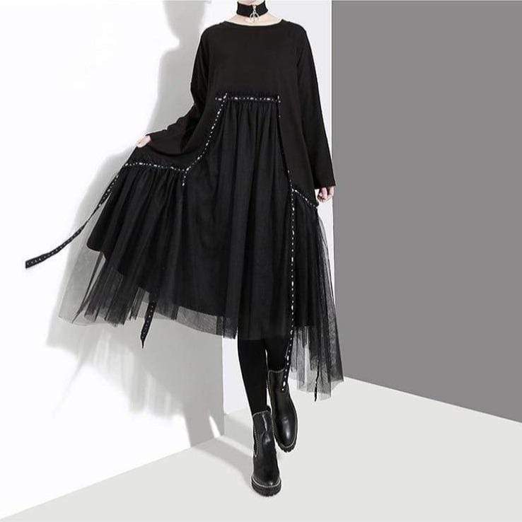 Black Mesh Oversized Dress | Millennnials