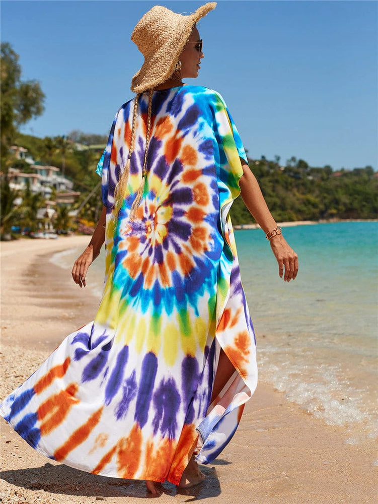 cambioprcaribe Multicolor / One Size Rainbow Tie-dye Print Dress