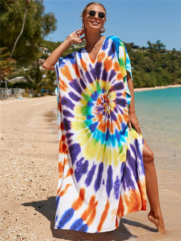 cambioprcaribe Multicolor / One Size Rainbow Tie-dye Print Dress