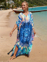 cambioprcaribe Multicolor / One Size Tie Dye Waves Kaftan Dress