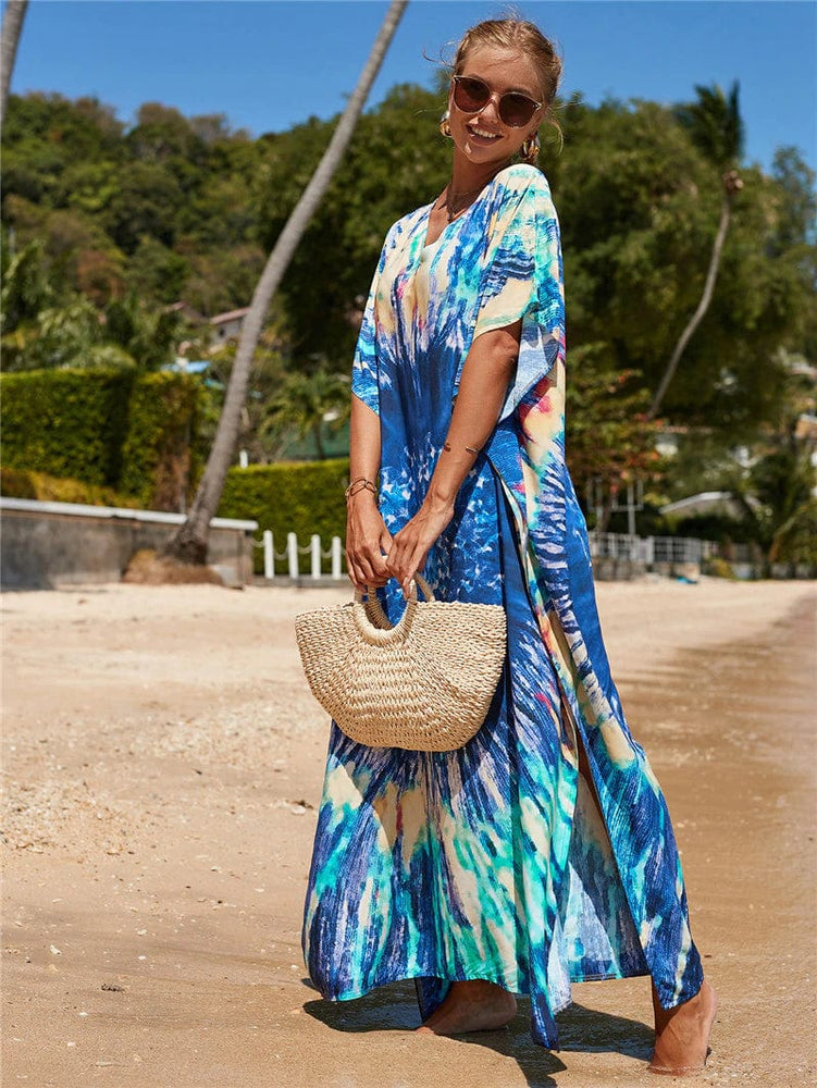 cambioprcaribe Multicolor / One Size Tie Dye Waves Kaftan Dress