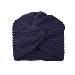 cambioprcaribe Navy blue Bohemian Knitted Cross Wrap Hat