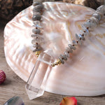 cambioprcaribe Necklace Double Terminated White Quartz & Labradorite Necklace