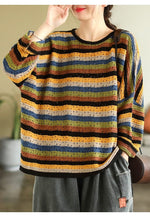 cambioprcaribe O-Neck Vintage Striped Sweater