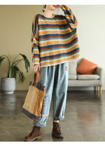 cambioprcaribe O-Neck Vintage Striped Sweater