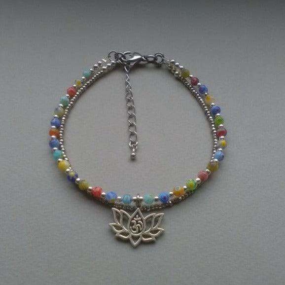 cambioprcaribe OM Yoga Lotus Evil Eye Anklet